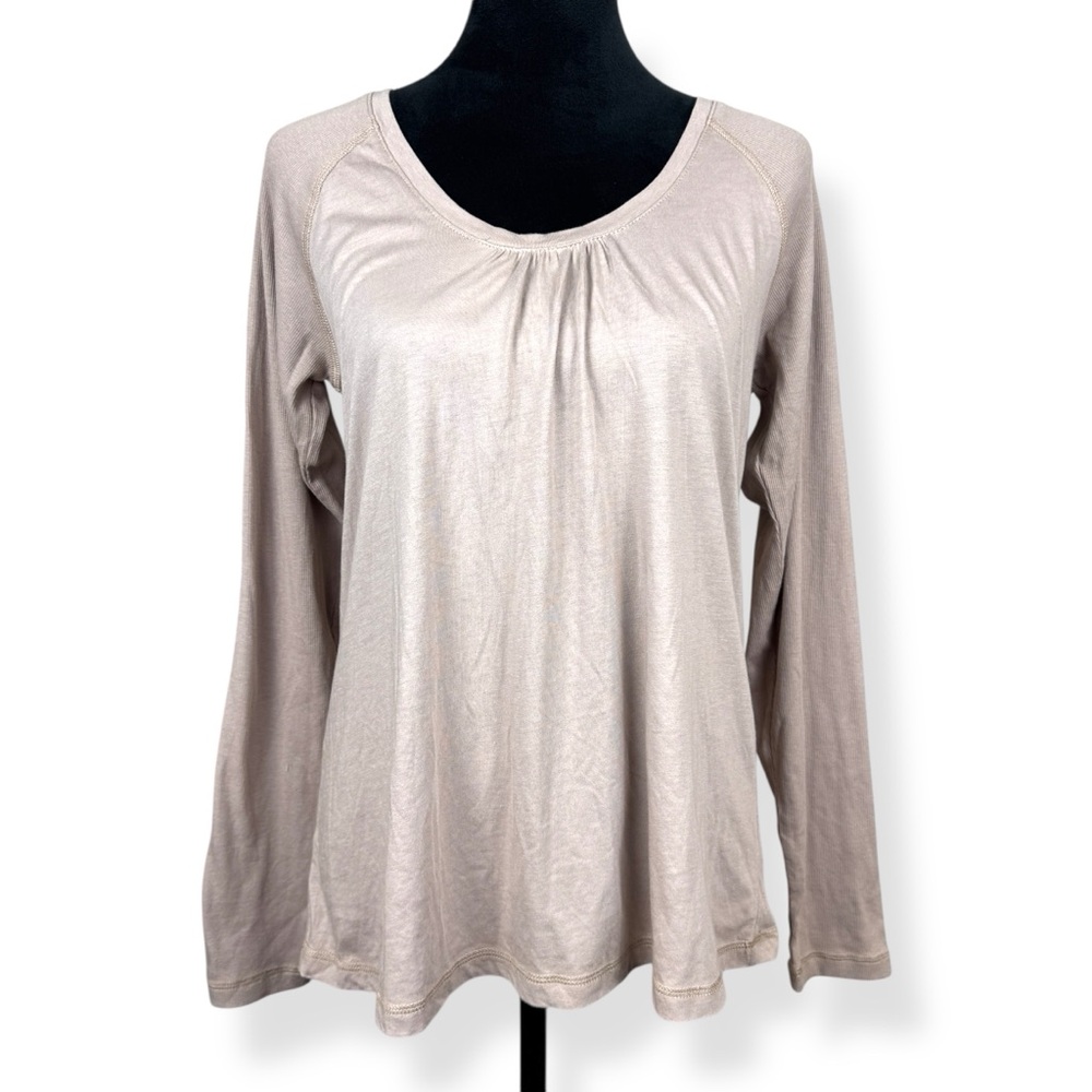 Huetopia Pajama Top Sleepwear Womens S Small Long Sleeve Lightweight Tan NWOT